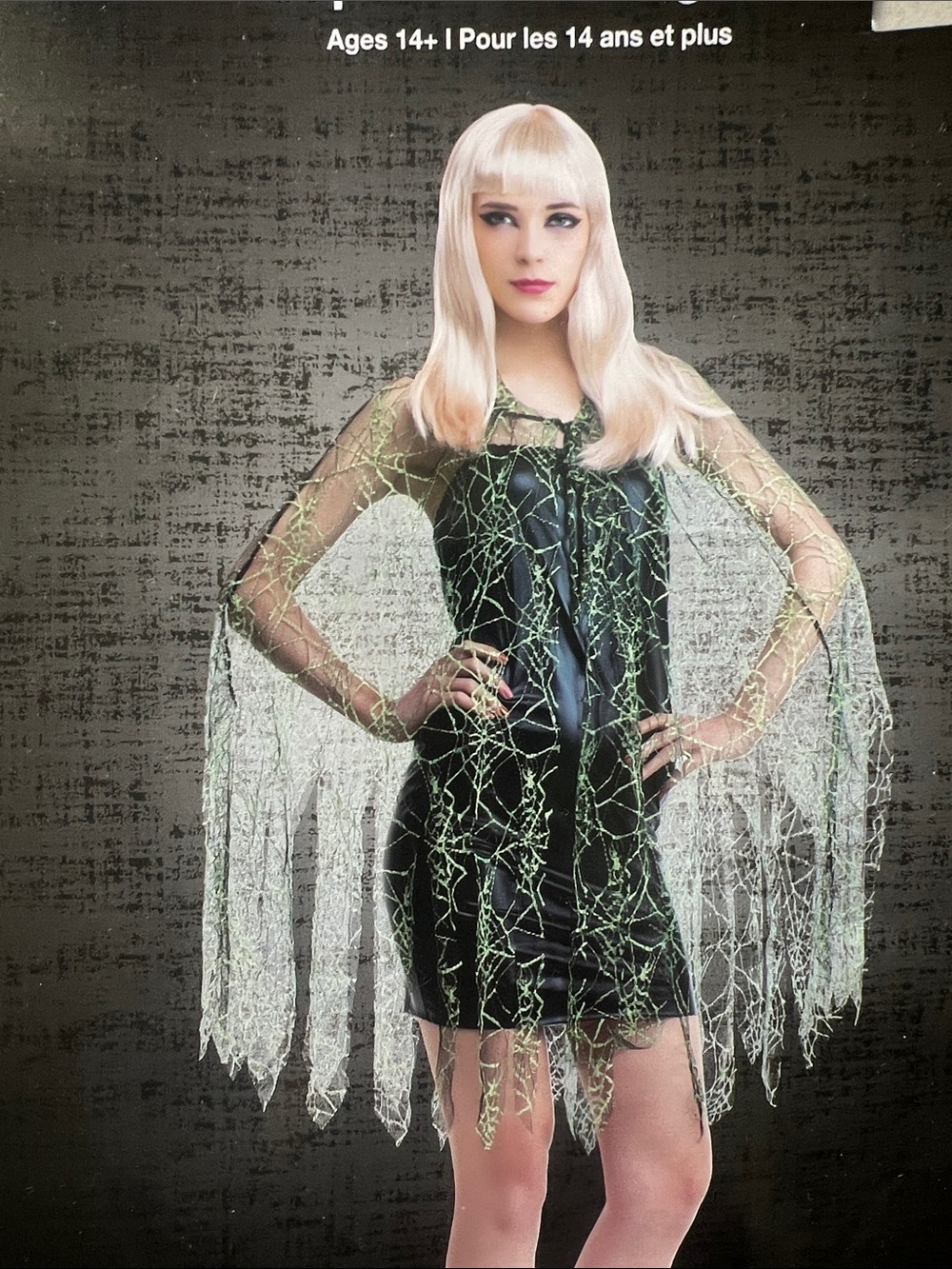 Halloween Lace Overlay cape with Green Web Accent